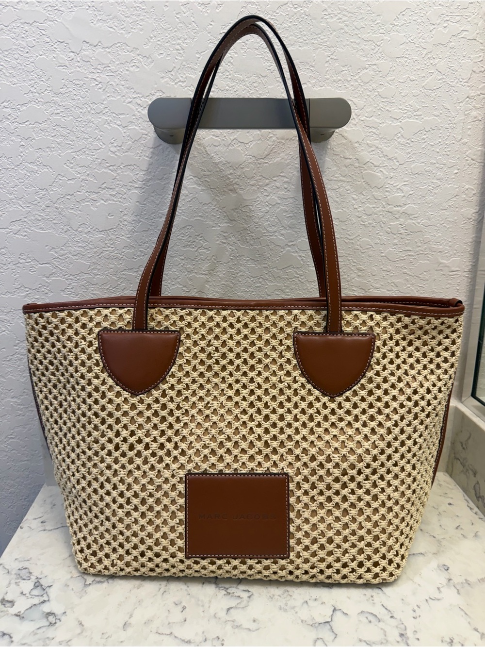 Marc Jacobs Large Woven Tote Bag Natural Brown NWOT